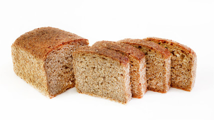 Sliced rye fresh bread isolated on white