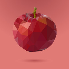Apple made from triangles isolated on background