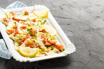 Savory pie with smoked salmon