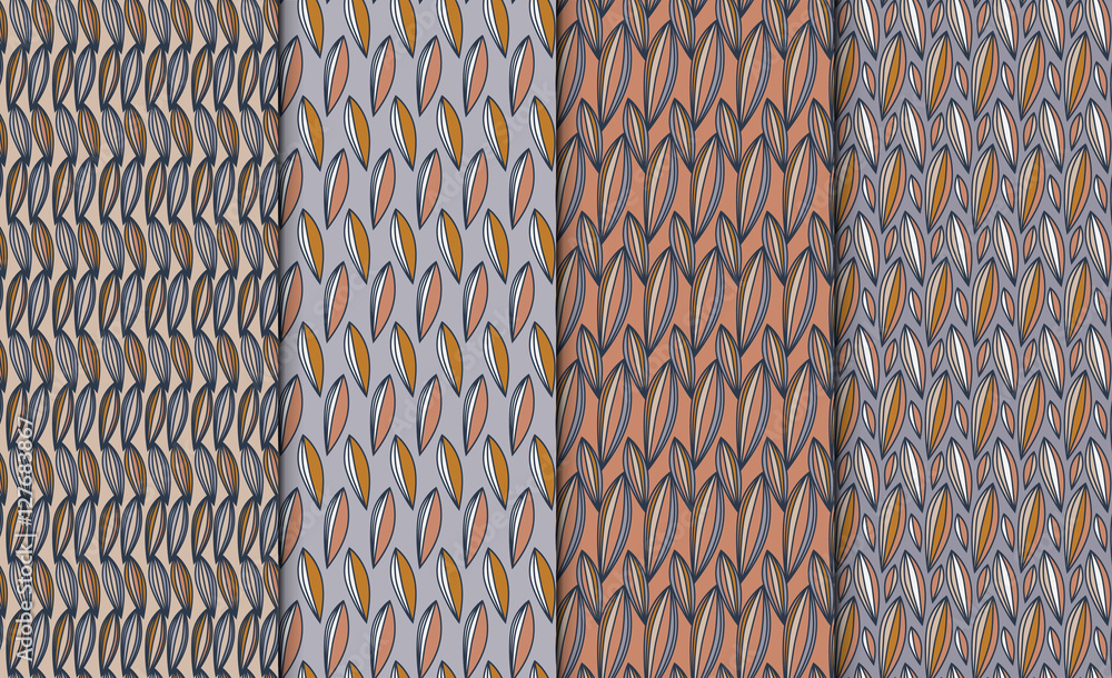 Poster collection of simple geometric pattern textures. set of 4 backgrounds. seamless repeating retro styl