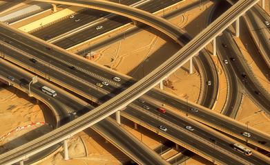 Highway road intersection in Dubai.