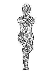 eagle pose yoga 7 chakra vector flower floral drawing hand drawn illustration design