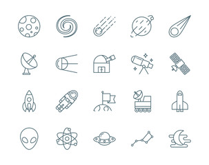 Set of astronomy, science vector icons