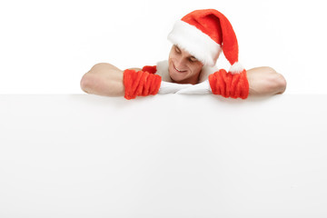 Santa Claus with a banner sales.