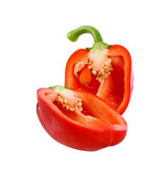 red pepper slices isolated on white background
