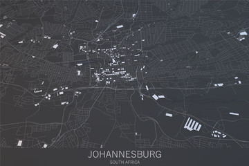 Obraz premium Mapa Johannesburga, widok satelitarny, miasto, RPA