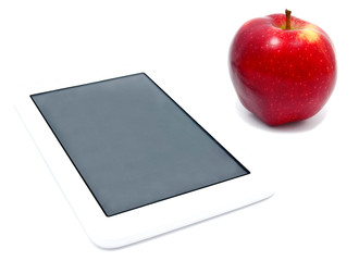red apple and tablet PC isolated