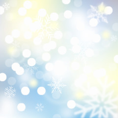 Fototapeta na wymiar Winter background - Bokeh and snowflakes