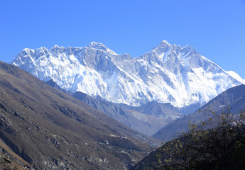 beautiful mountain landscape on the way to everest base camp. sagarmatha national park. nepal