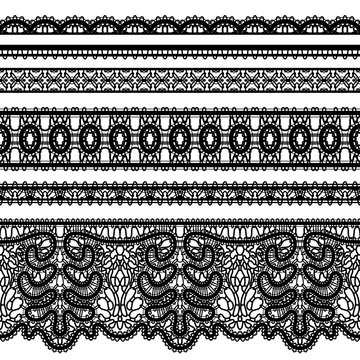 Realistic lace borders on white