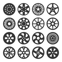 Wheel Disks or Rims Icon Set. Vector