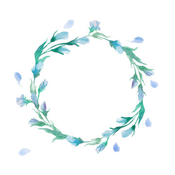 Wreath of small blue roses