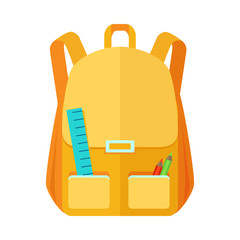 Backpack Schoolbag Icon with Notebook Ruler