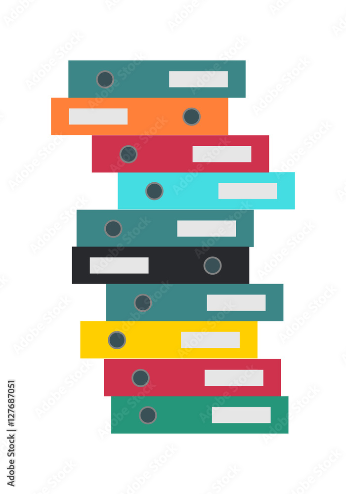 Poster Stack of Folders Isolated. Business Document Cases