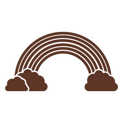 silhouette of rainbow and clouds in brown vector illustration