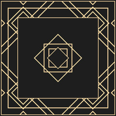 Vector geometric frame in Art Deco style. Square vector abstract element for design.