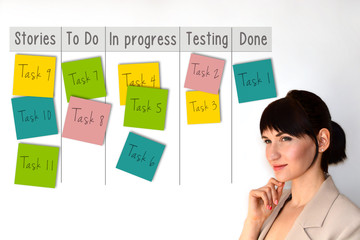 Kanban desk or kanban board. To do, doing, done - kanban concept. Scrum, kanban sign. © A Stefanovska