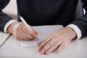 Male Writing Hands