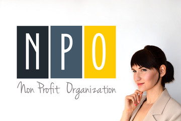 NPO. Non profit organization sign on white background