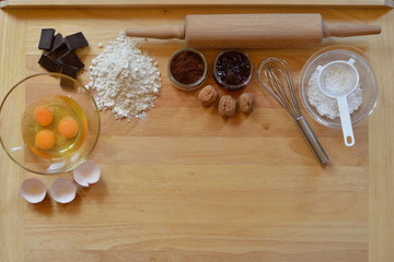 Border of baking ingredients with copy space below