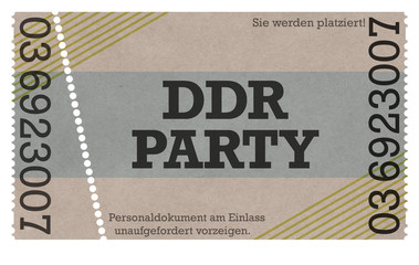 DDR Party - Ostalgie Eintrittskarte Ticket Design Stil - Old Style- East German, east germany, ostdeutsch, ddr kultur, typisch osten ddr design ostalgie ostalgisch sozialismus sozialistisch gestaltung