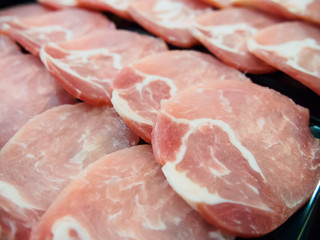 Raw sliced pork