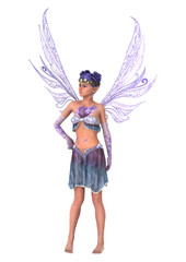 Fototapeta na wymiar 3D Rendering Purple Fairy on White