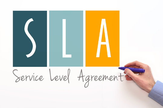 SLA. service level agreement sign on white background