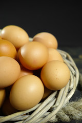 Organic brown chicken eggs from free-range farm