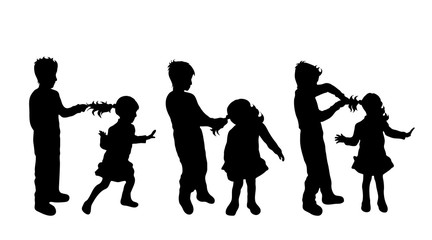 Vector silhouette of siblings.
