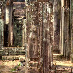 Fototapeta na wymiar cambodia buddhist temple carving girl