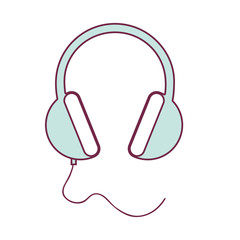 contour headset stereo sound in light blue vector illustration