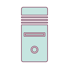 contour desktop computer in light blue color vector illustration