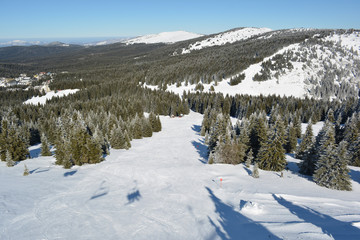Fototapeta na wymiar Ski slopes, aerial view
