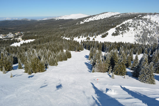 Ski slopes, aerial view