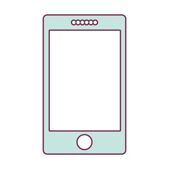 contour smartphone in light blue color vector illustration
