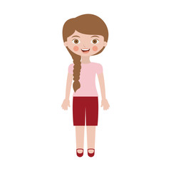 cute girl with braided hair and shorts vector illustration