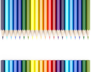 3d Rendering of color pencils on white background