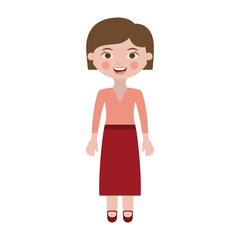 adult woman with short hair and skirt vector illustration