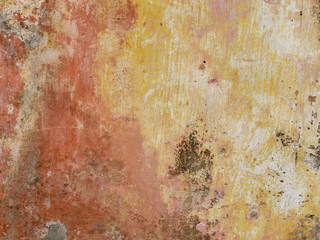 Red Yellow colored Aged street wall background, texture