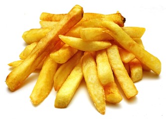 potato fry on white isolated background