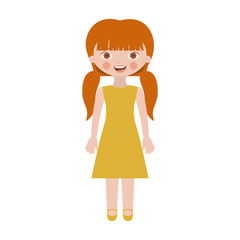 sweet girl with pigtails and dress vector illustration