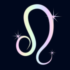 знак гороскопа лев на синем фоне, векторная иллюстрация