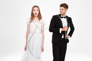 Man binding his woman