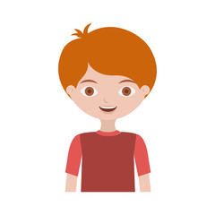 half body child with t-shirt and readhead vector illustration