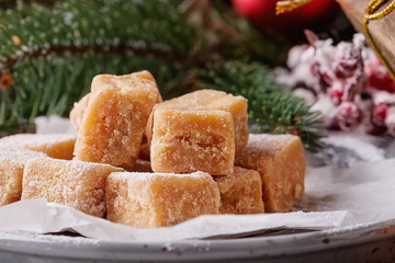 Creamy caramel fudge with fur tree