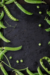 Green Peas on Black Background