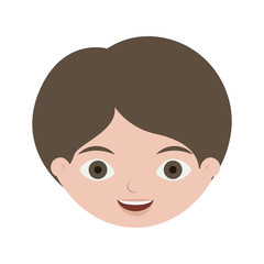 front face boy with brown hair vector illustration