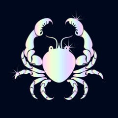 знак гороскопа рак на синем фоне, векторная иллюстрация