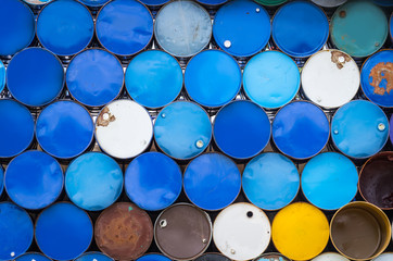 Stacks of old oil tanks